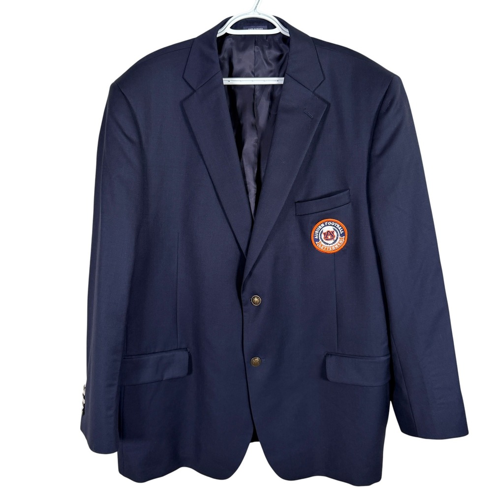 Paul Fredrick Blazer Auburn Football Lettermen Men 48R Navy Blue Wool Sport Coat
